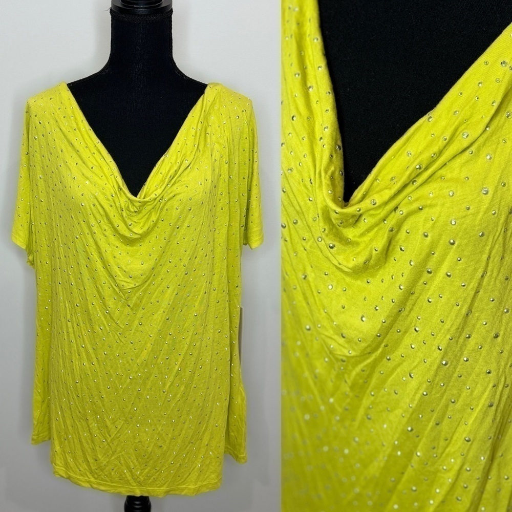 Laura Ashley Short Sleeve Lemon Grass Top (1X)